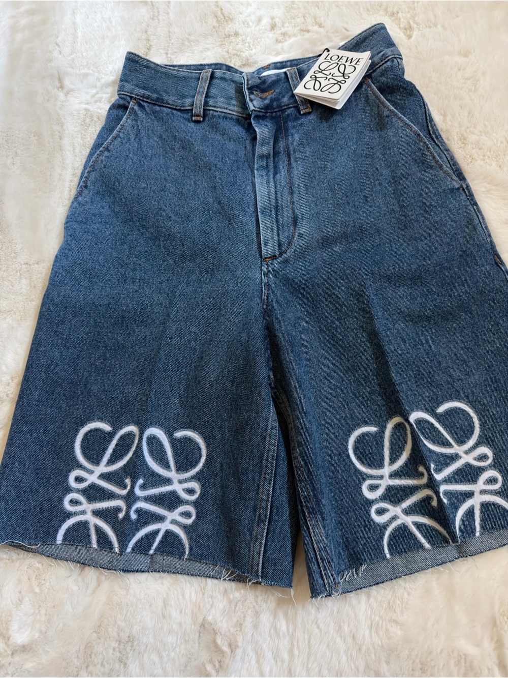 Loewe Women’s Denim Anagram Shorts 34 (0)